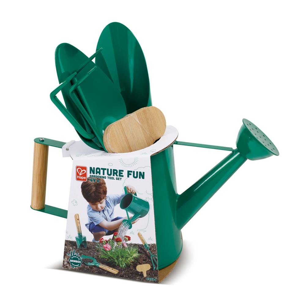 Hape Kinder-Gartenset Nature Fun Gartenwerkzeug-Set, (6-tlg), mit Gießkanne, Kelle, Harke und Schaufel ab 4 Jahre