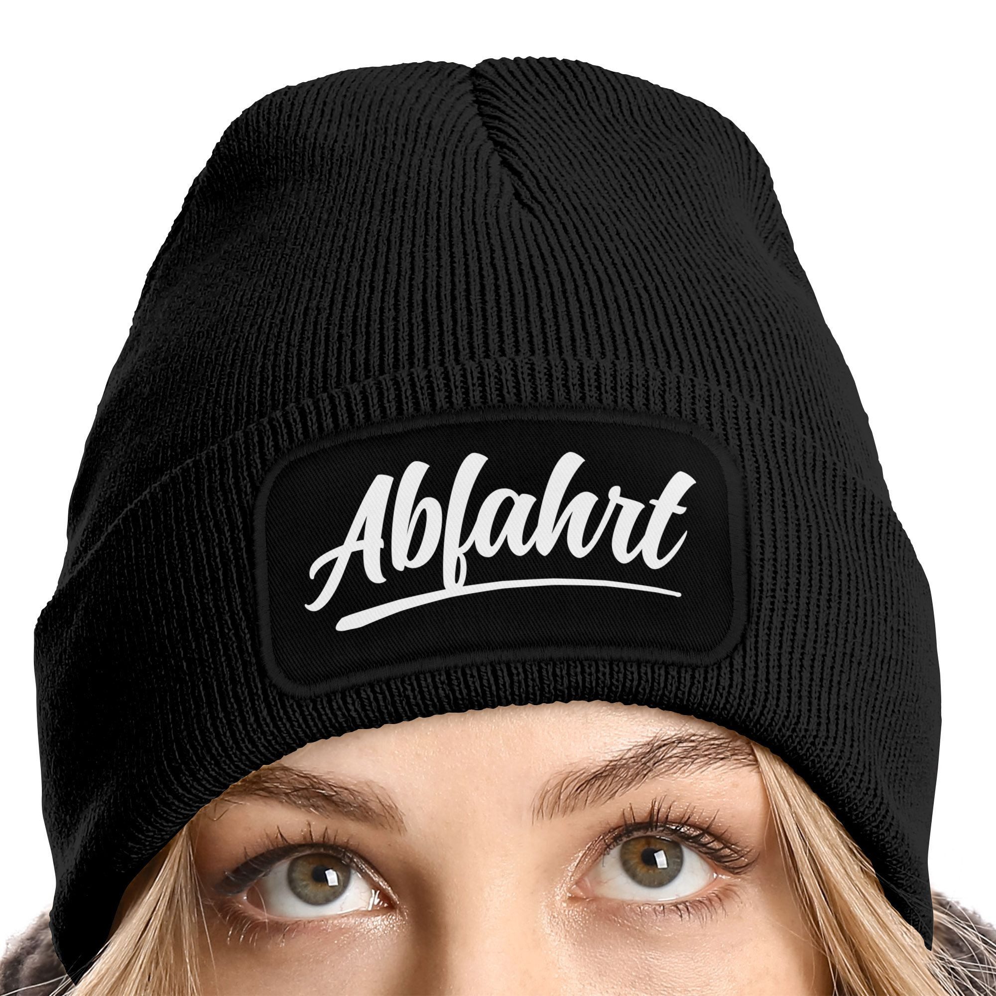 MoonWorks Strickmütze Damen Beanie mit Patch Skifahren Strickmütze mit Spru günstig online kaufen