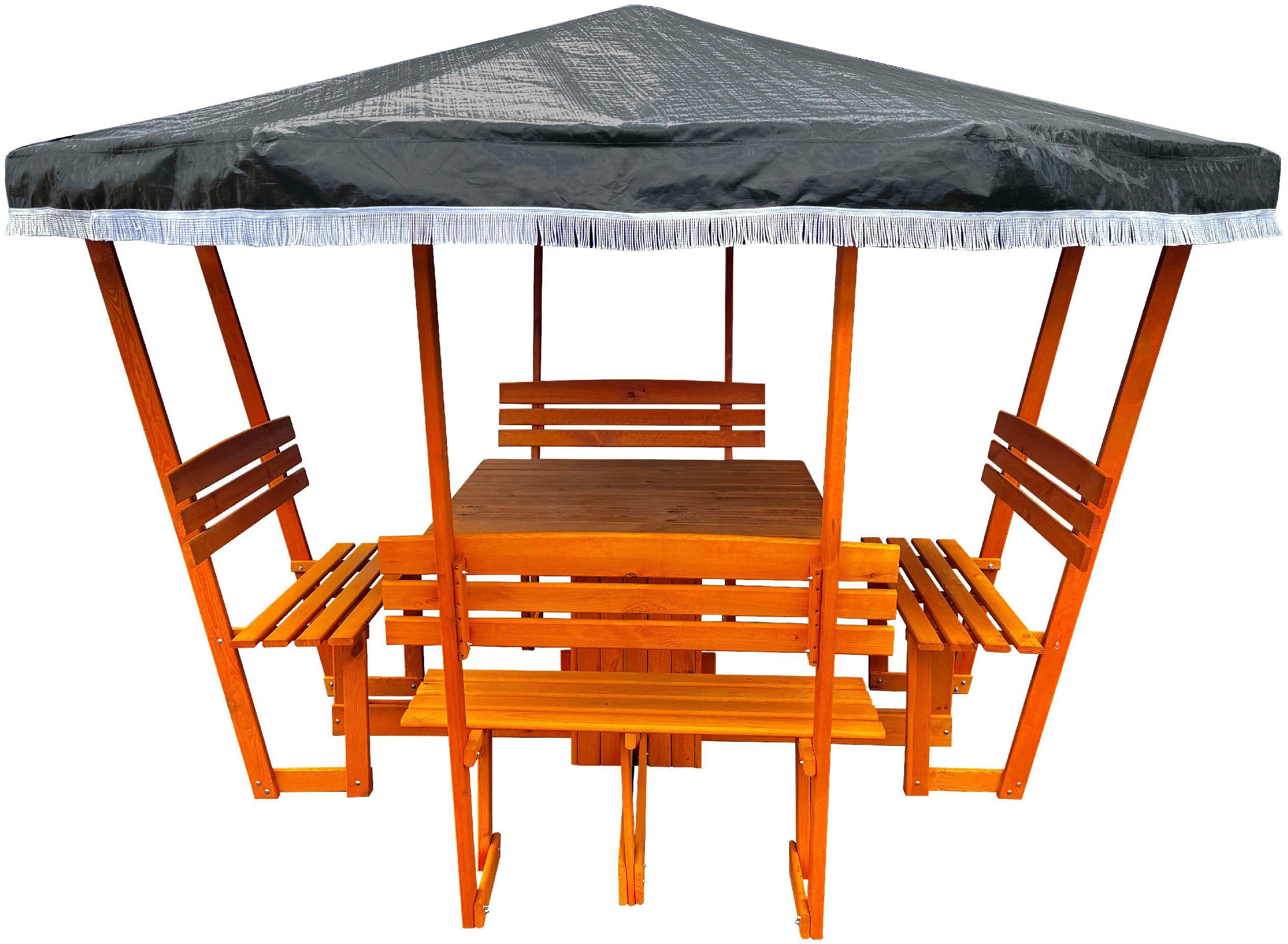 promadino Holzpavillon Rosenheim, (Set), BxT: 304x304 cm, inkl. Sitzgruppe