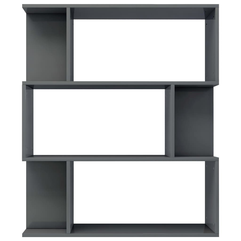 vidaXL Bücherregal Bücherregal/Raumteiler Hochglanz-Grau cm 80x24x96 Holzwerkstoff, 1-tlg