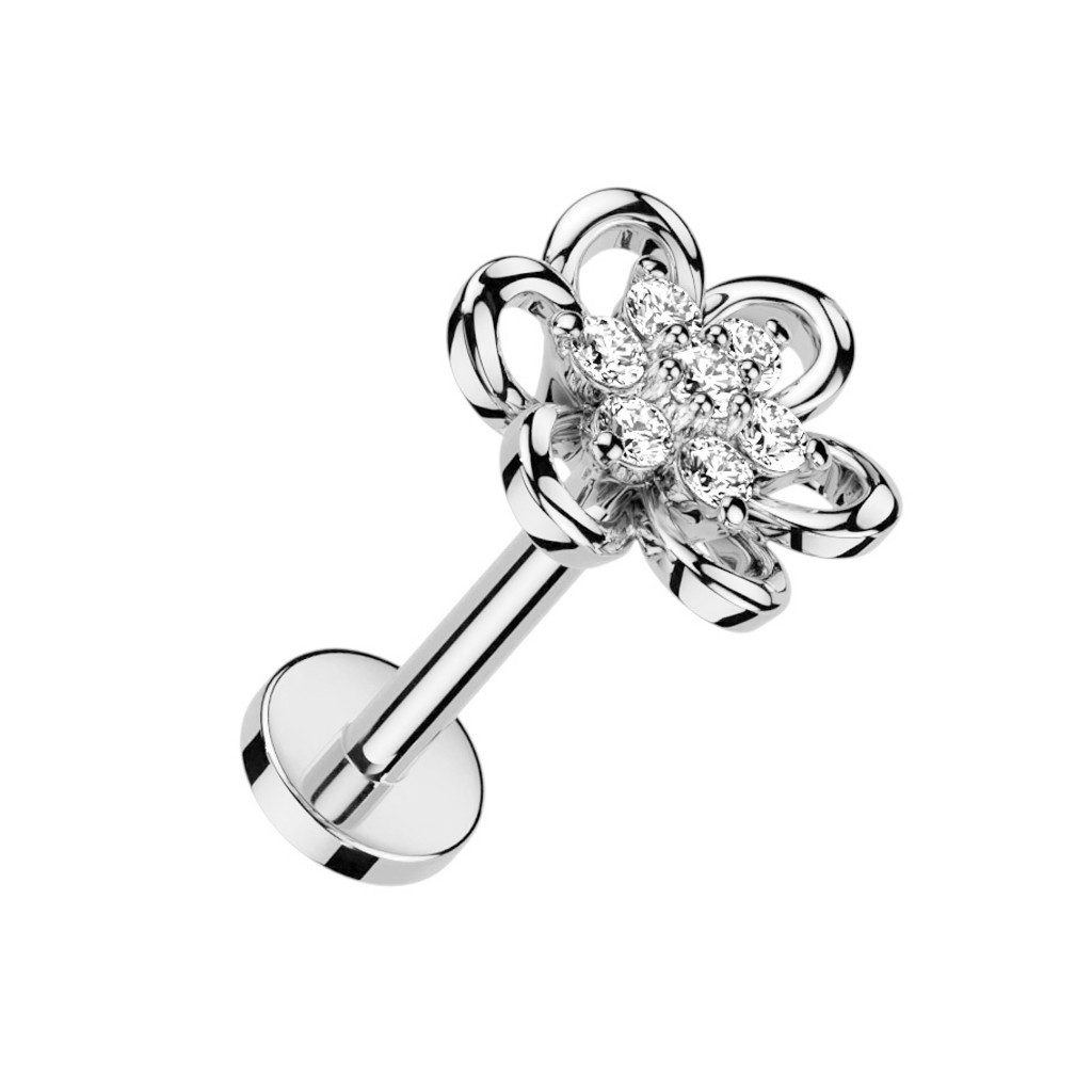 Taffstyle Piercing-Set Tragus Knorpel Labret Piercing Kristall Blume Flach günstig online kaufen