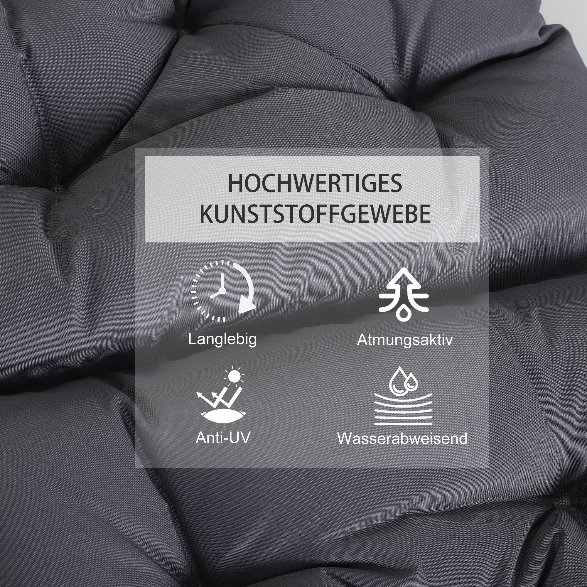 Outsunny Sitzkissen 2er-Set Stuhlkissen mit Bindebänder, Stoffbezug, für Küche, Büro, Esszimmerstühle, Grau – Bild 4 von 5