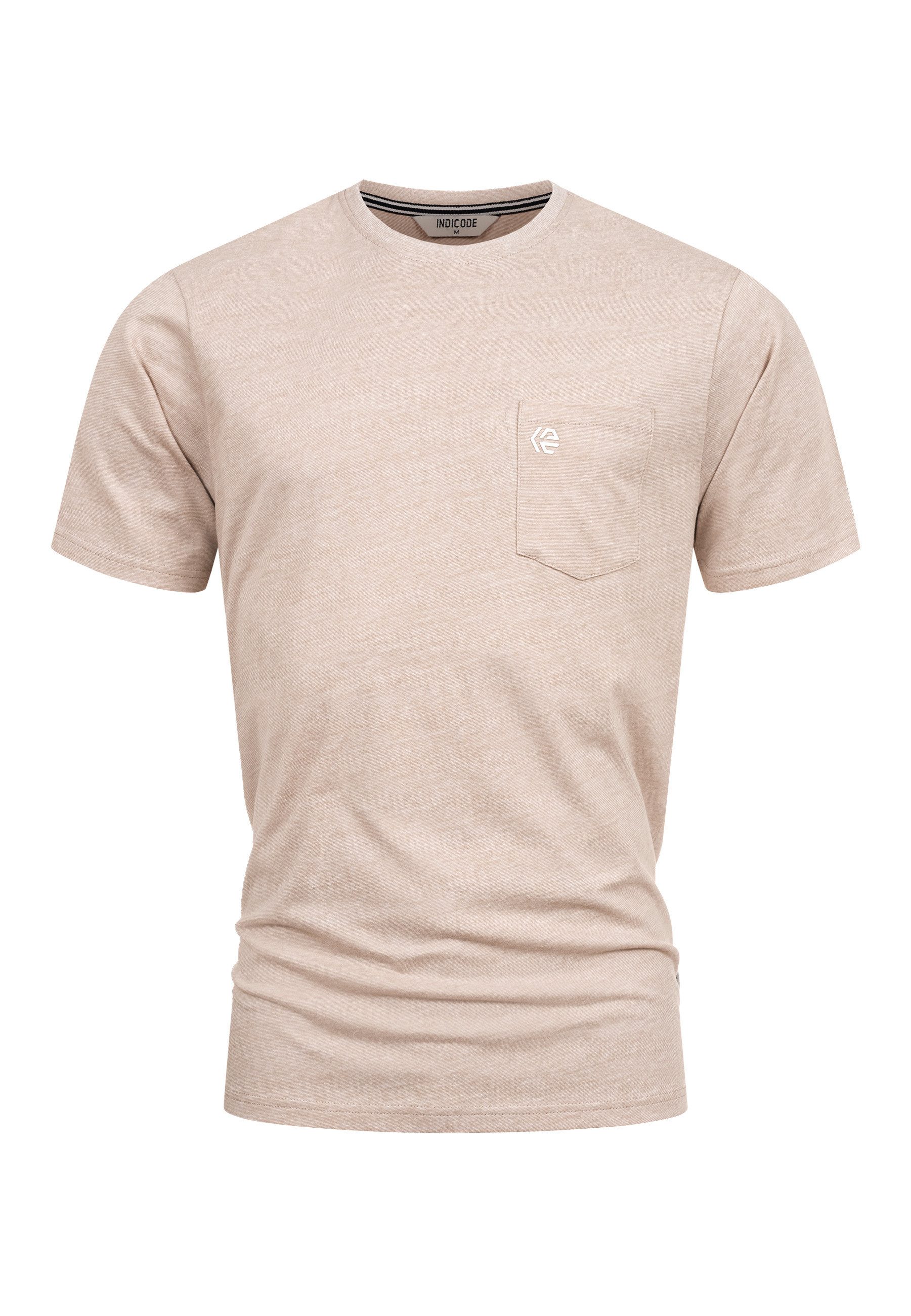 INDICODE T-Shirt Herren INStrib Baumwollshirt mit Brusttasche und Logo-Detail – Bild 2 von 5