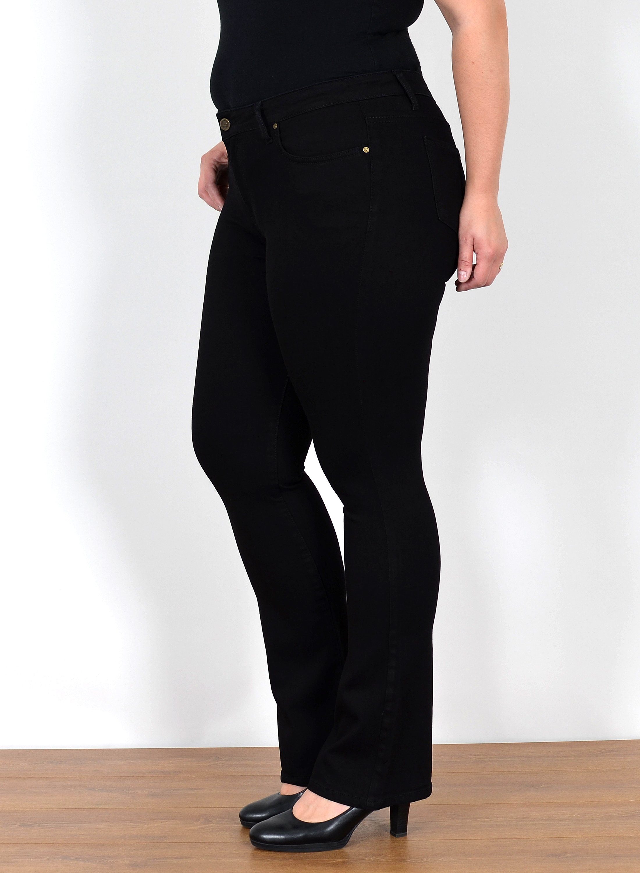 ESRA Bootcut-Jeans Stretch Jeans Damen High Waist Bootcut Jeans bis Übergröße Plus Size Wide Leg Jeans Damen Bootcut Schlaghose Damen Jeans Flared High Waist