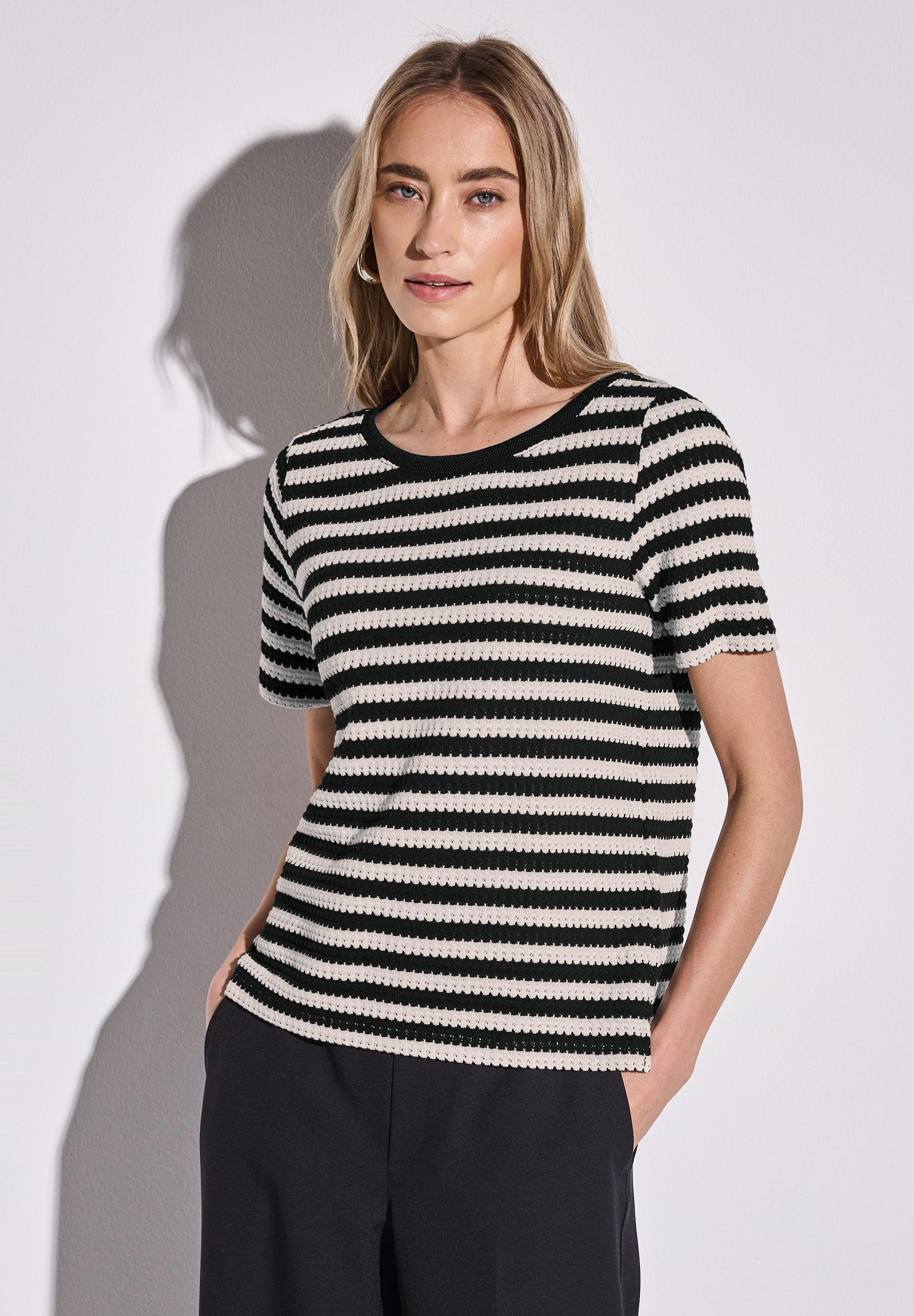 STREET ONE T-Shirt mit Streifen Muster günstig online kaufen