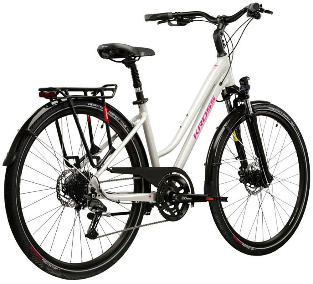 Kross Trekkingrad Damen-Trekkingrad 28" Trans 5.0 Grau 18 Gänge, 18 Gang Shimano CUES U3020 Schaltwerk, Kettenschaltung