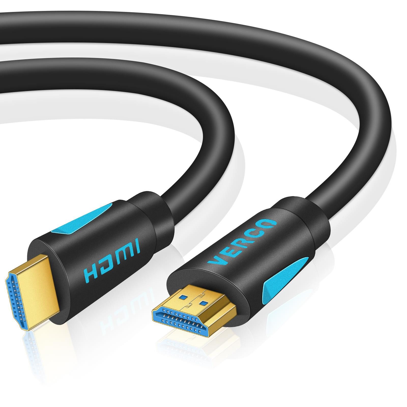 VERCO Full HD 4K 8K UHD rundes 2.1 HDMI-Kabel, HDMI Typ A, (100 cm), HDR eARC 3D Cec High Speed Ethernet Stecker sind vergoldet – Bild 2 von 5