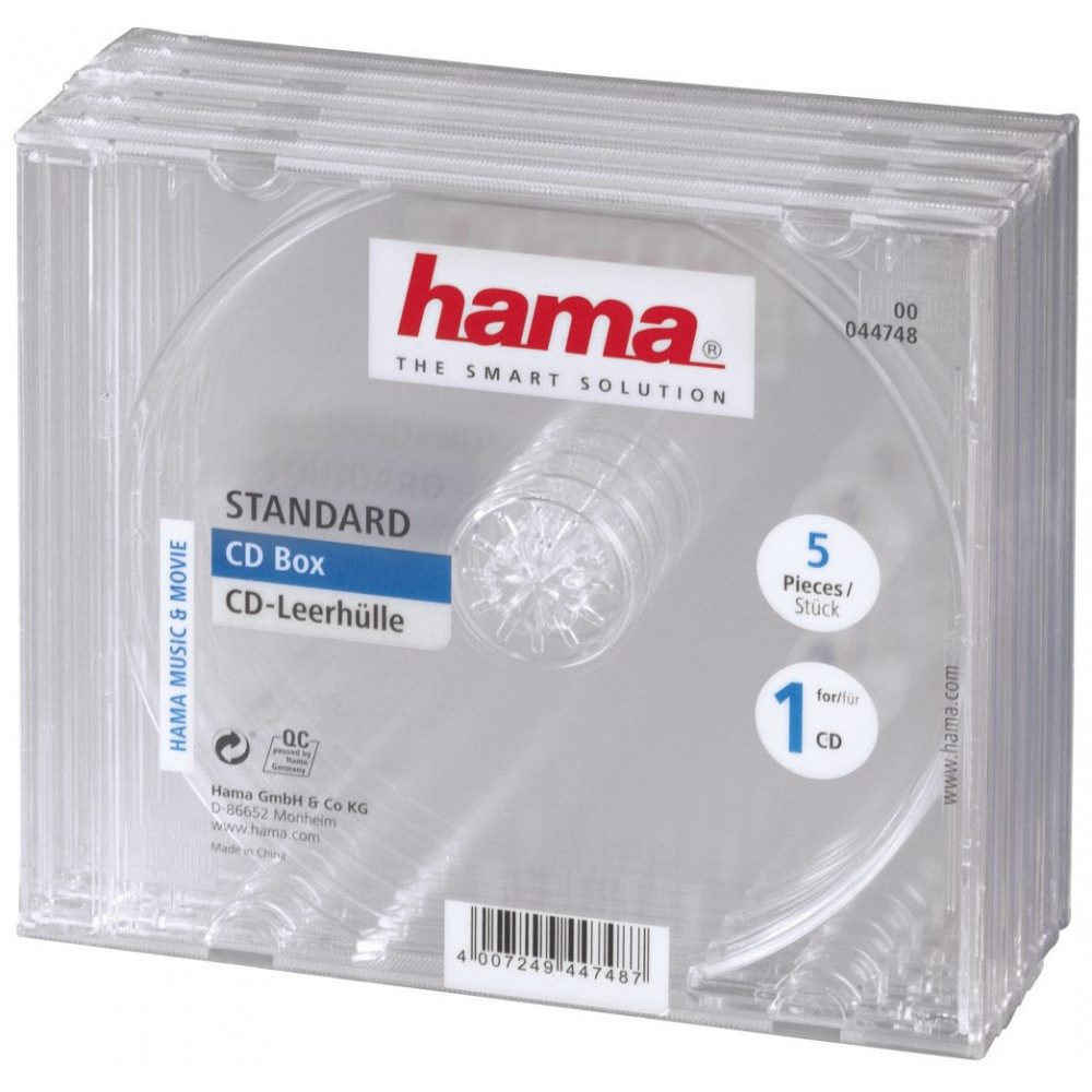 Hama Aufbewahrungsbox Hama CD-Box 5er Set transparente Hüllen für CDs. (5er Set, 5er Set transparente Hüllen für Einzel-CDs)