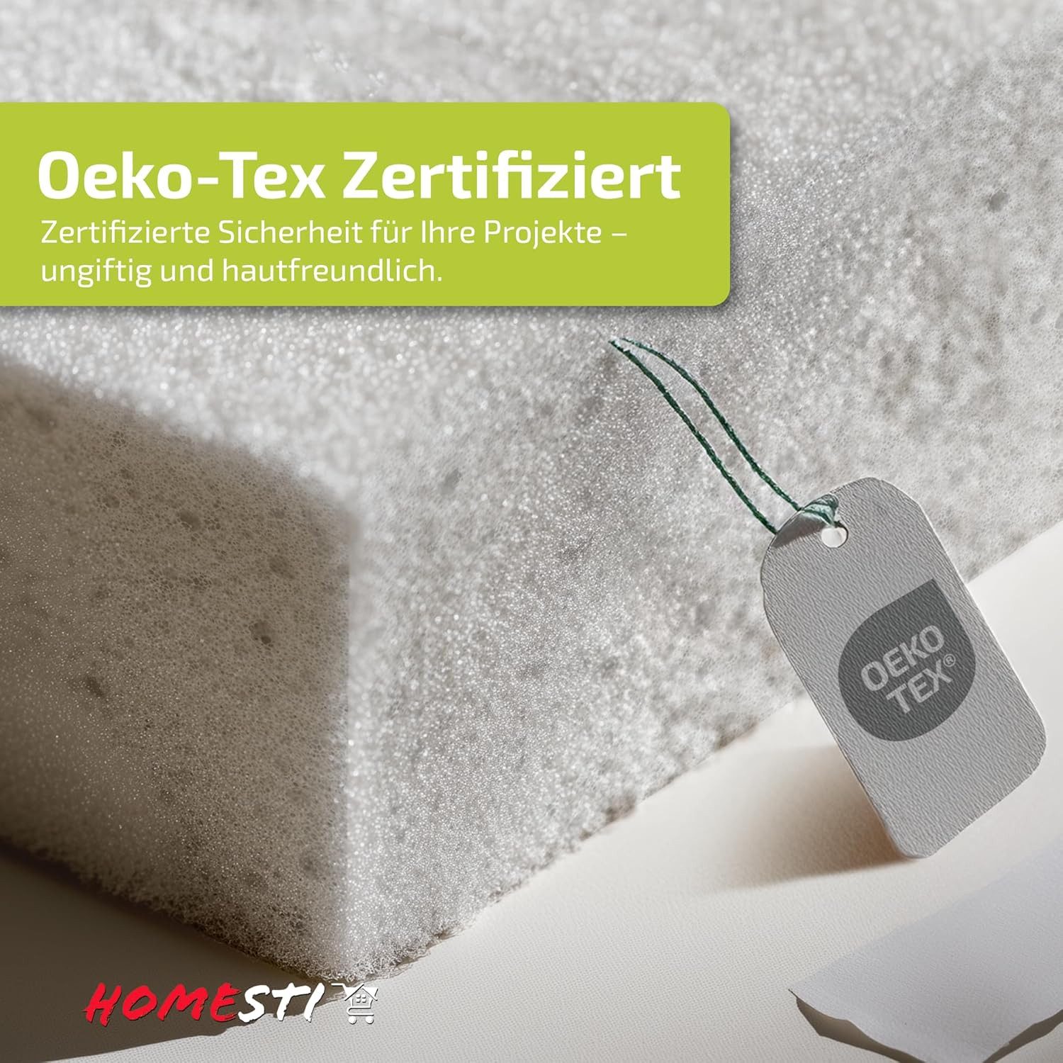 homesti Polsterauflage zuschneidbares Polster 90 x 40 x 6 cm Schaumstoffplatte Sitzkissen, lässt sich problemlos zuschneiden (Cuttermesser, Tepichmesser)