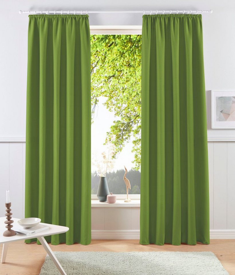 OTTO home Vorhang Raja, Gardinen mit Kräuselband, Vorhänge Wohnzimmer (2 St), Kräuselband, blickdicht, Polyester, 2er-Set, Bestseller, einfarbig, modern, pflegeleicht, Mikrofaser