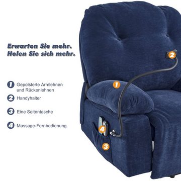 Ulife Massagesessel Relaxsessel mit Massageheizung, gepolsterten Armlehnen und Rückenlehne (Set, mit 2 Fernbedienungen, Handyhalterung), mit Seitentasche