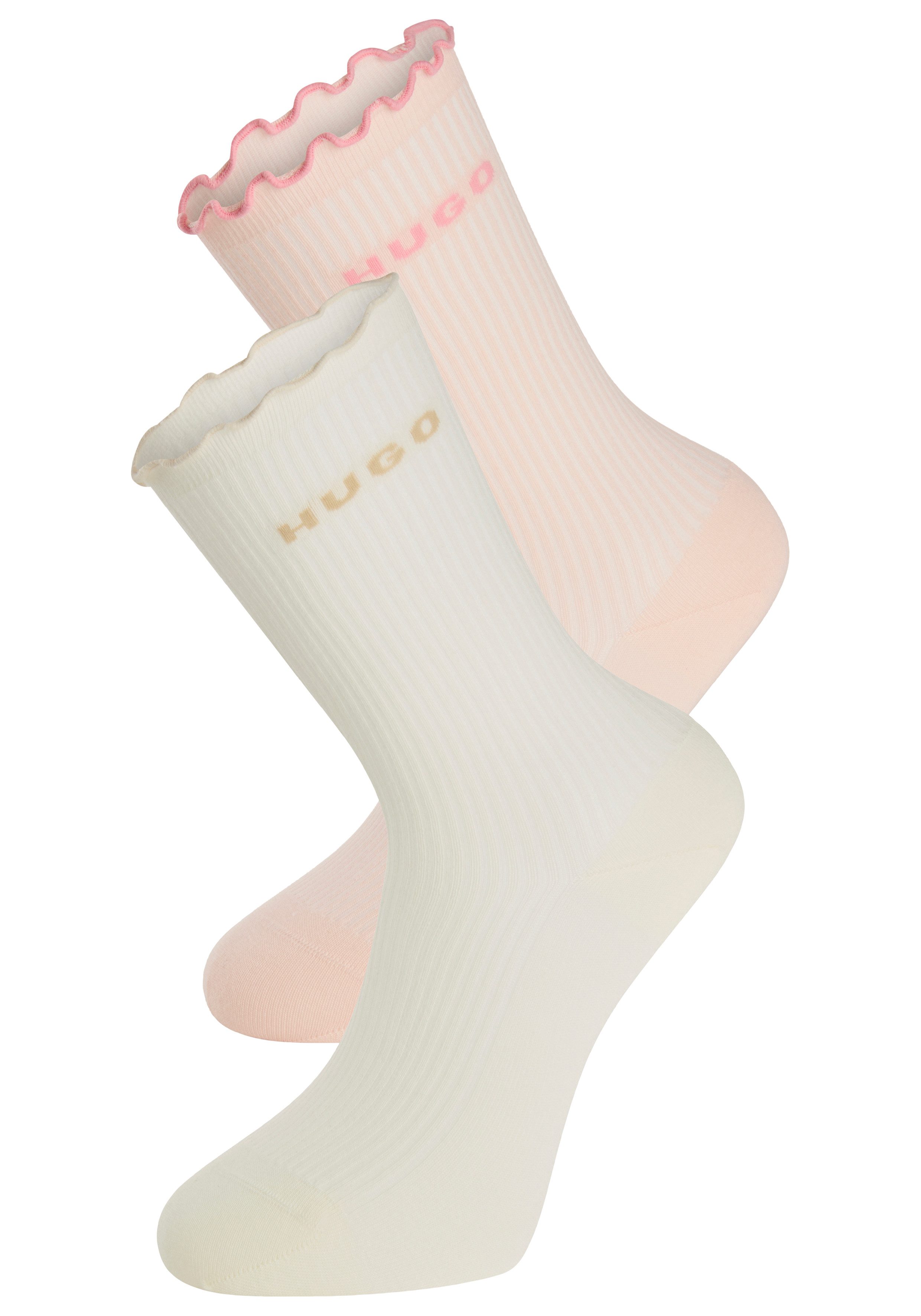 HUGO Basicsocken 2P RS LETTUCE CC W (2-Paar) Bund leicht gekräuselt