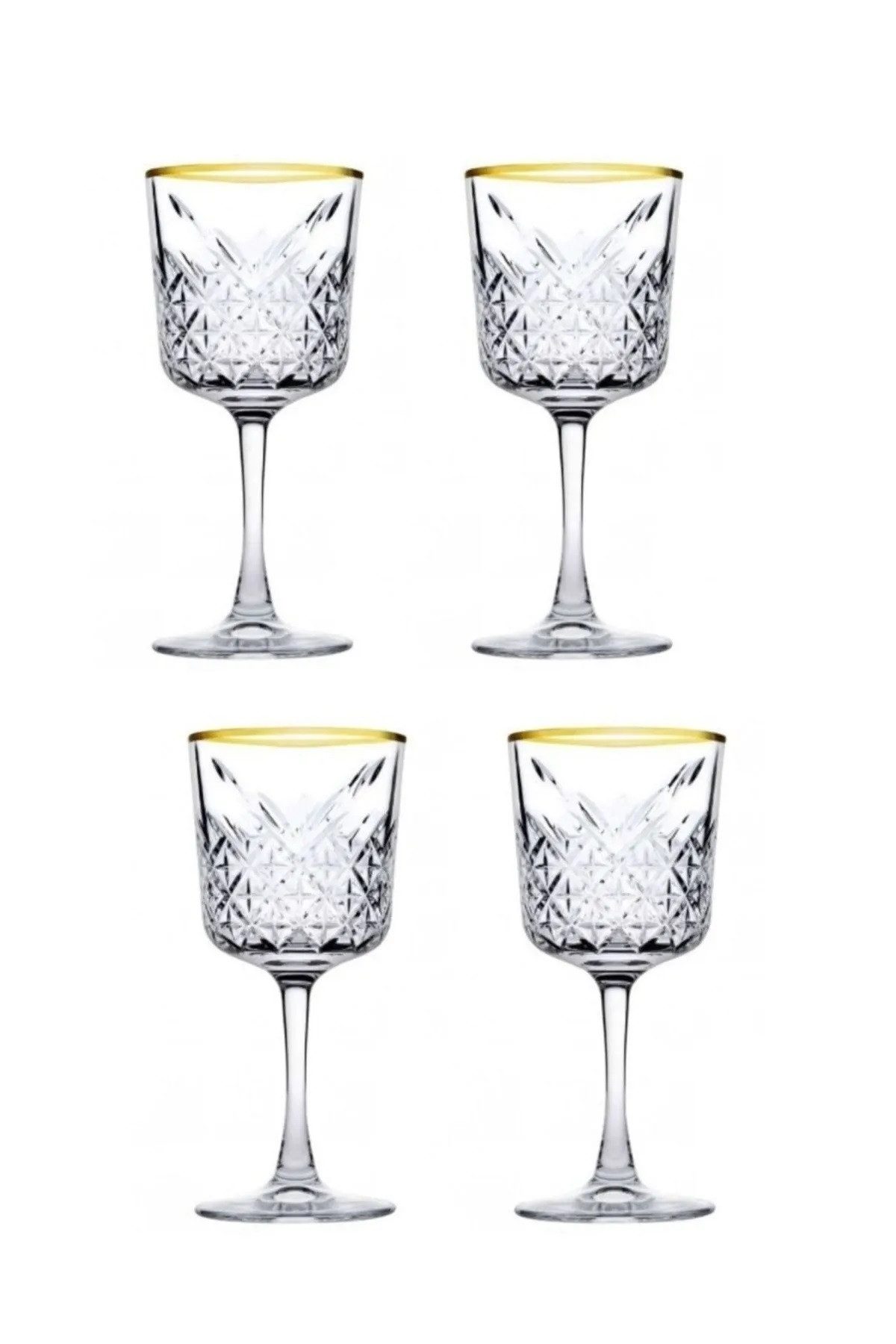 Cocktailglas 4x Pasabahce Rotweinglas Gin Cocktail Glas im Kristall-Design, Gold