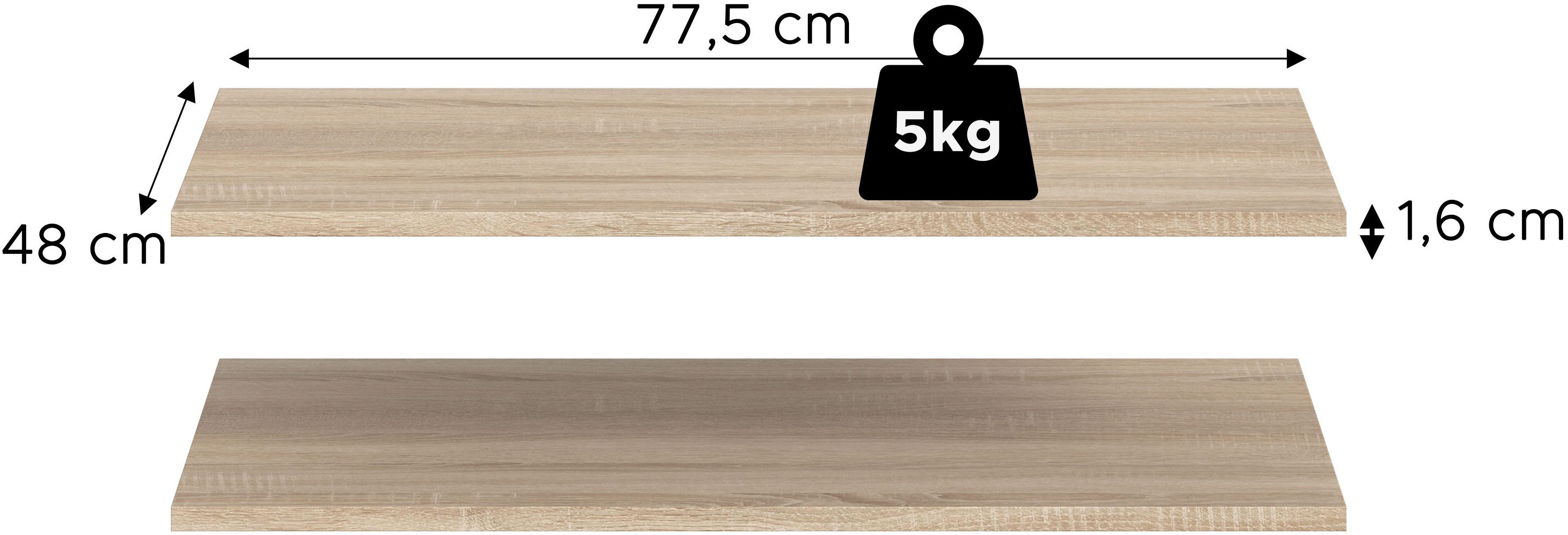 Home affaire Einlegeboden Skarde, Einlegeböden 78 cm (2 St), Skarde, Einlegeboden 2er Set, 78 cm