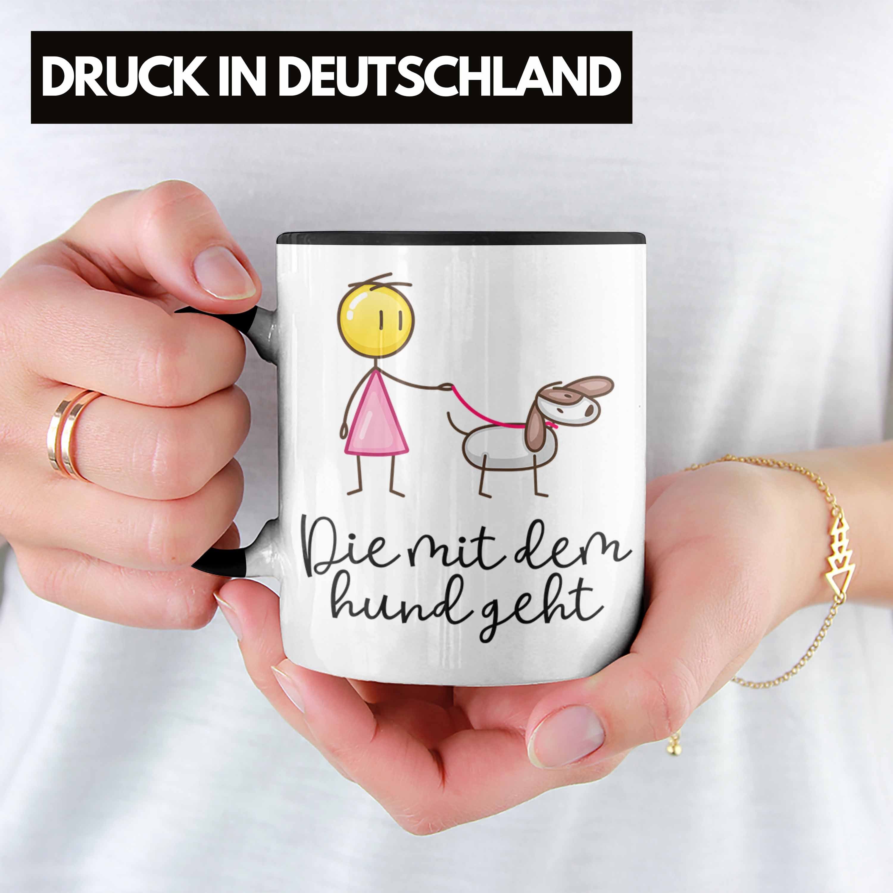 - Geht Hund Mit Tasse Dem Geschenk Sprüche Trendation Frauchen Die Lustige Trendation Schwarz für Hundefreunde Tasse