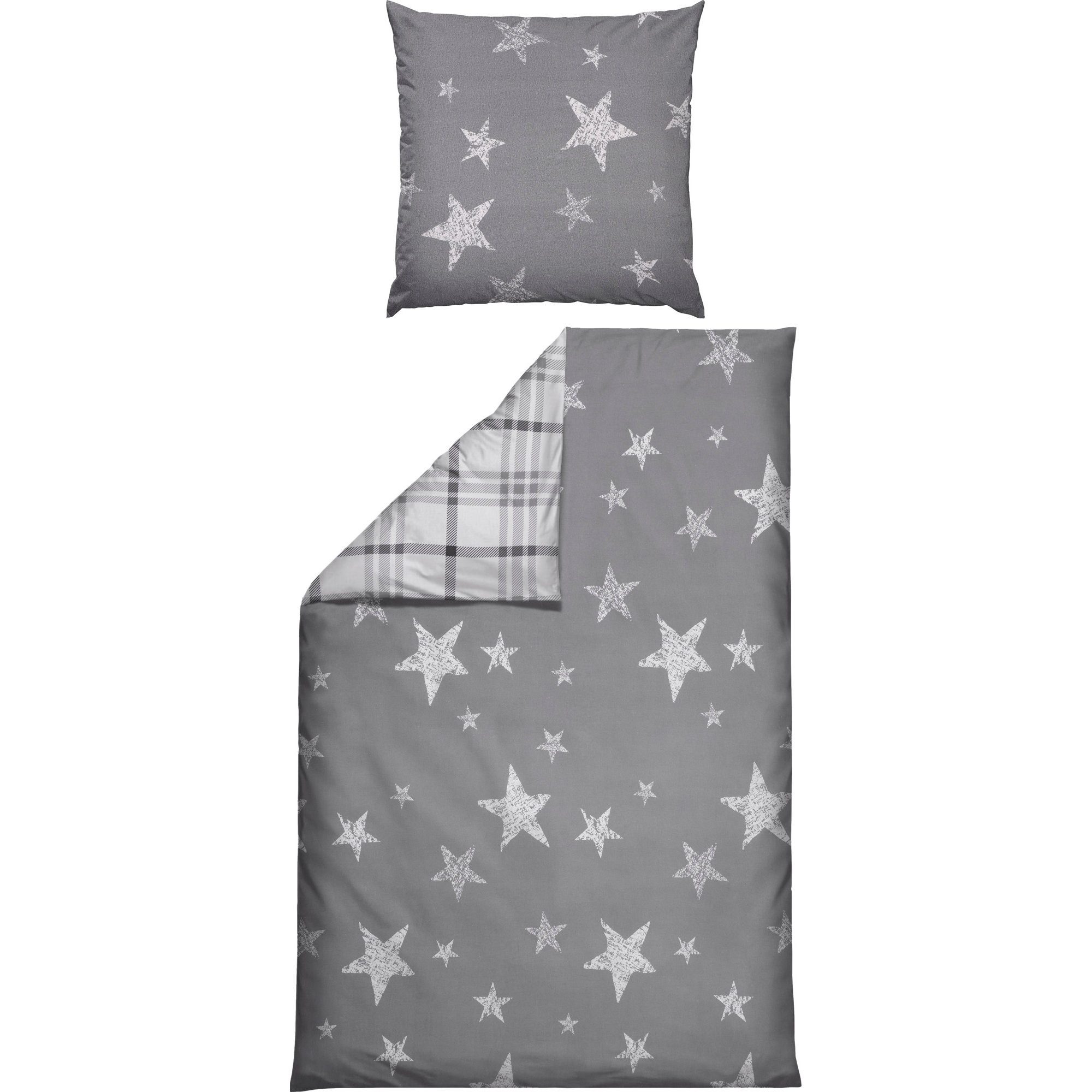 Erwin Müller Bettwäsche Wendebettwäsche Sparpaket 4-teilig, Biber, Karo günstig online kaufen