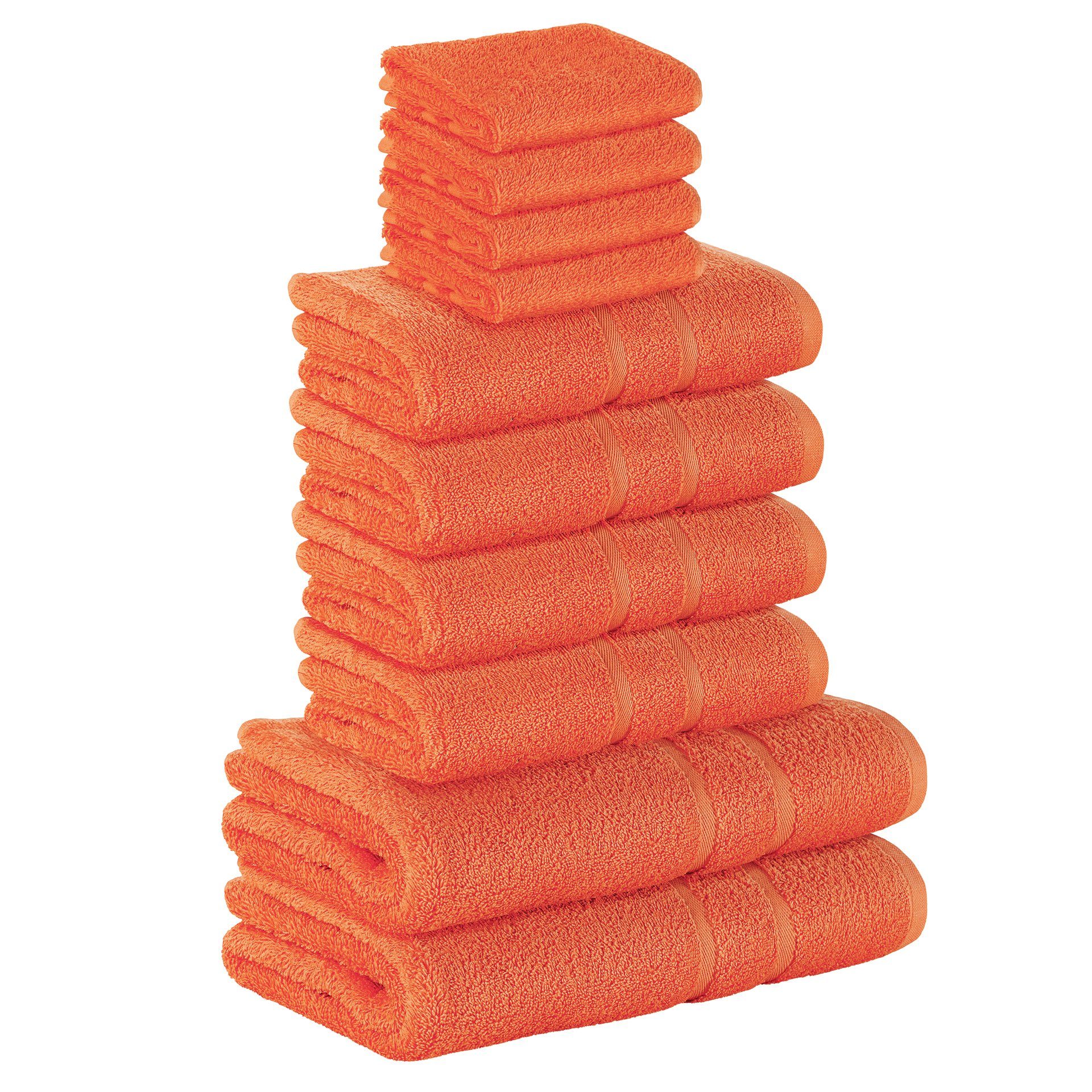 Handtücher Duschtücher StickandShine 4x 4x 2x Set Handtuch SET Baumwolle, 100% Orange Gästehandtuch (Spar-SET)