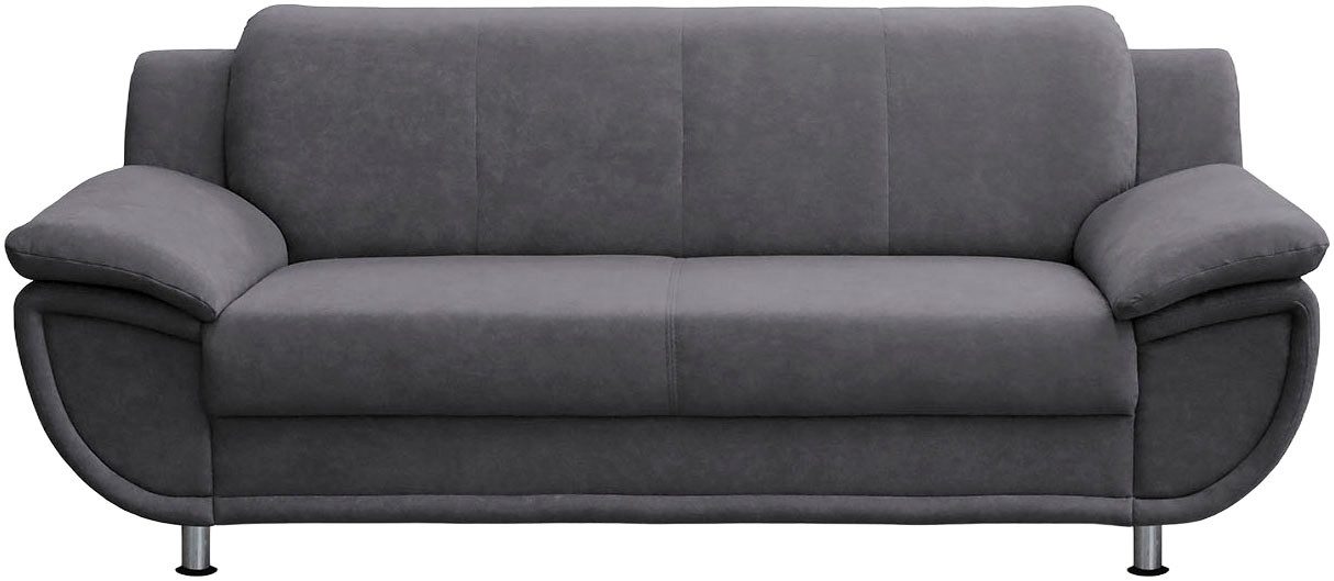 TRENDMANUFAKTUR 3-Sitzer Rondo, Breite 207 cm, breite Armlehnen, Füße chromfarben, wahlweise mit Federkern, pflegeleichte Bezügen, Unser Dauertiefpreis