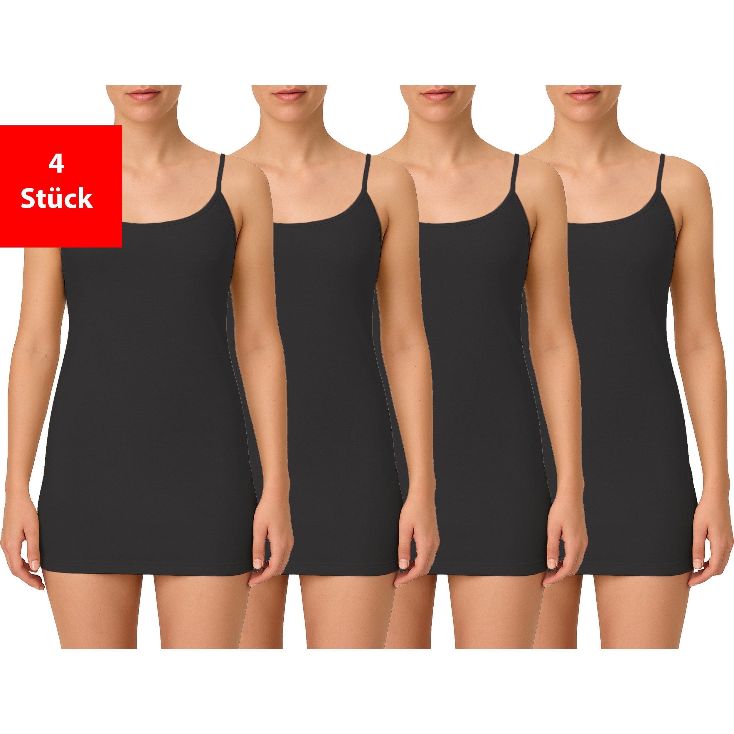 Fashionschmiede Spaghettitop Damen Unterhemd aus 100 % Baumwolle im praktischen 2er & 4er Pack (Packung, 4-tlg., 2er Pack) Weiche Baumwollqualität im praktischen Mehrfach-Pack