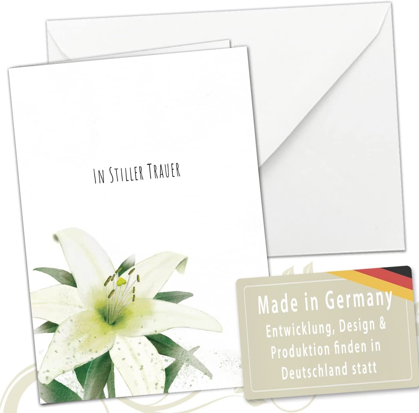 LifeDesign Beileidskarte Trauerkarten-Set DIN A6 5er inkl. Umschläge C6, Trauerkarten, Kondolenzkarten, Klappkarten mit Umschlag, einfühlsam