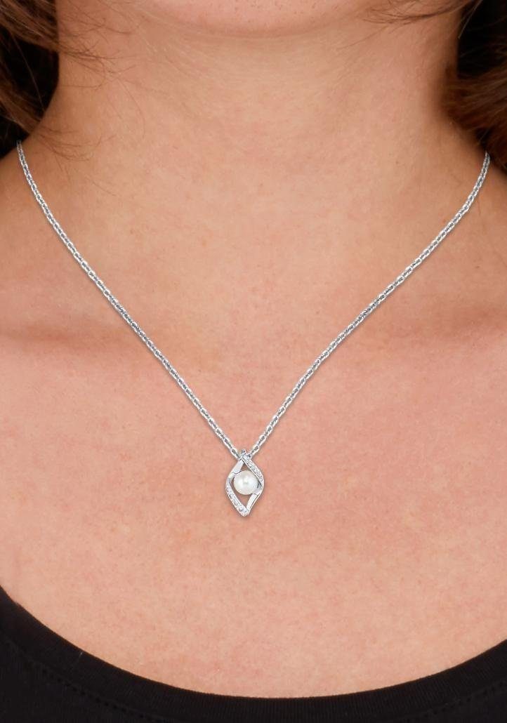 Amor Kette mit Anhänger, mit Zirkonia (synth) - mit Süßwasserzuchtperle