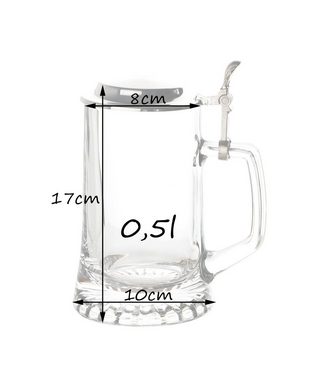 BigDean Bierkrug Bierseidel Sternboden 0,5L Stern Krug mit Deckel Bierglas Biergläser, Glas