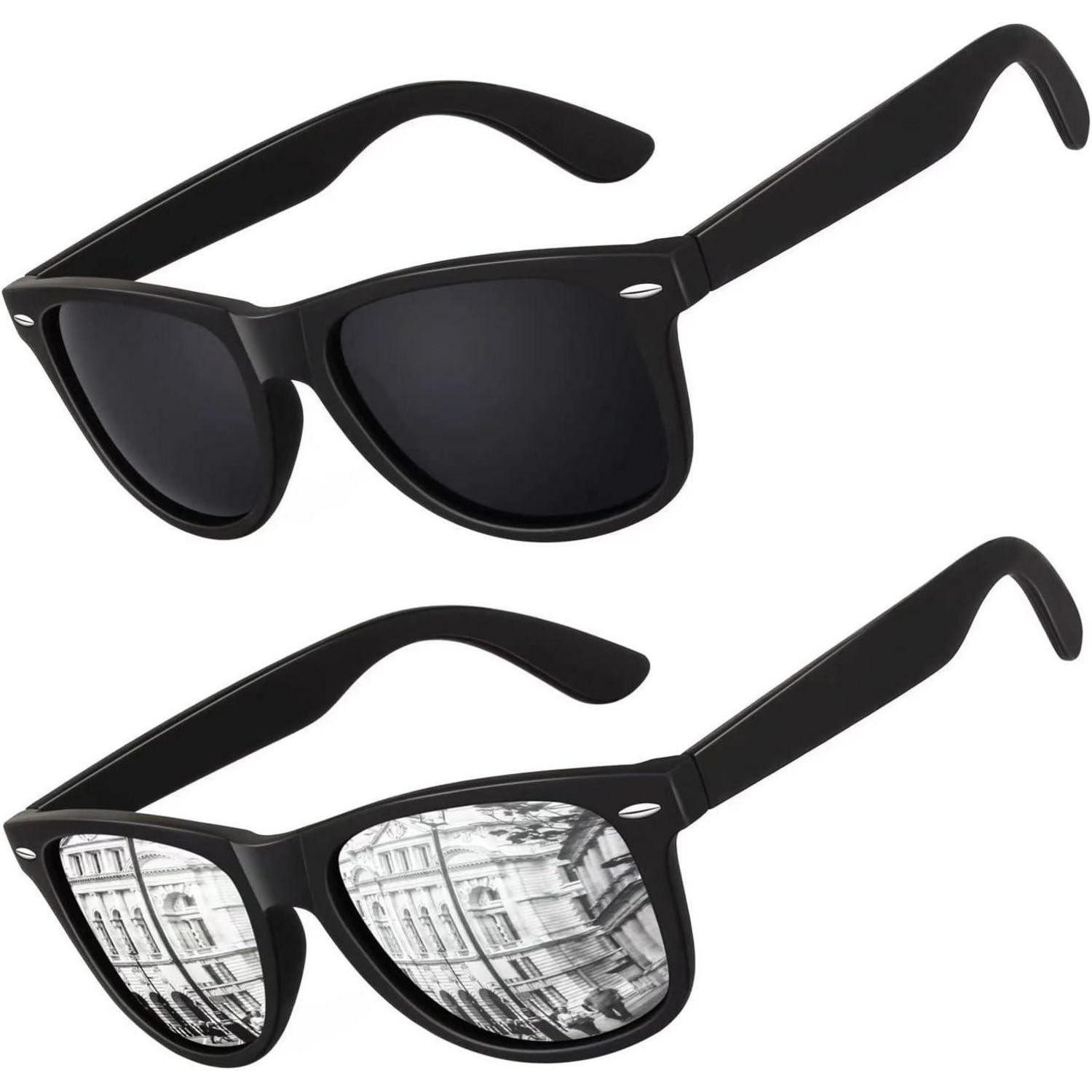 LuxusKollektion Retrosonnenbrille Sonnenbrille Herren Damen Polarisiert 2 Schwarz Grau & Schwarz Silber