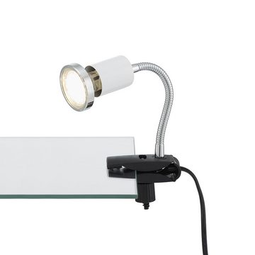 etc-shop LED Klemmleuchte, Leuchtmittel inklusive, Warmweiß, Klemmlampe weiß Klemmleuchte Klemmlampe LED mit Stecker