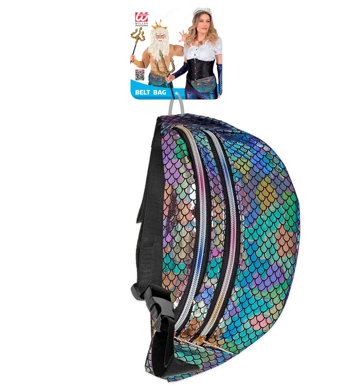 Widmann S.r.l. Kostüm Bauchtasche mit Schuppen - Meerjungfrau, Holograf