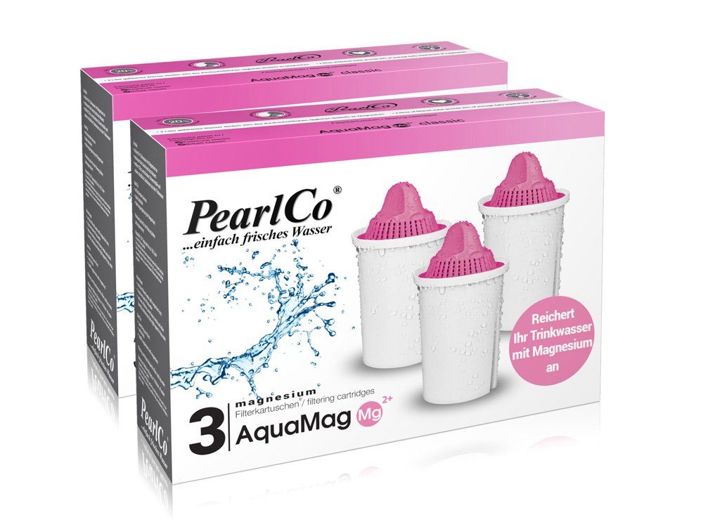 PearlCo Kalk- und Wasserfilter Classic Magnesium Filterkartuschen AquaMag  Pack 6, Zubehör für Brita Classic u. PearlCo Classic