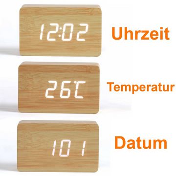 LIVOO Wecker LIVOO Digitaluhr Wecker Kalender Thermometerfunktion Soundsteuerung