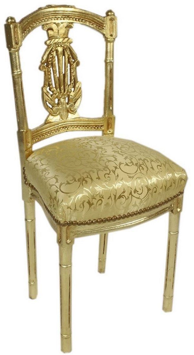 Casa Padrino Besucherstuhl Barock Damen Stuhl mit elegantem Muster Gold 40 x 35 x H. 85 cm - Handgefertigter Antik Stil Stuhl - Barock Möbel