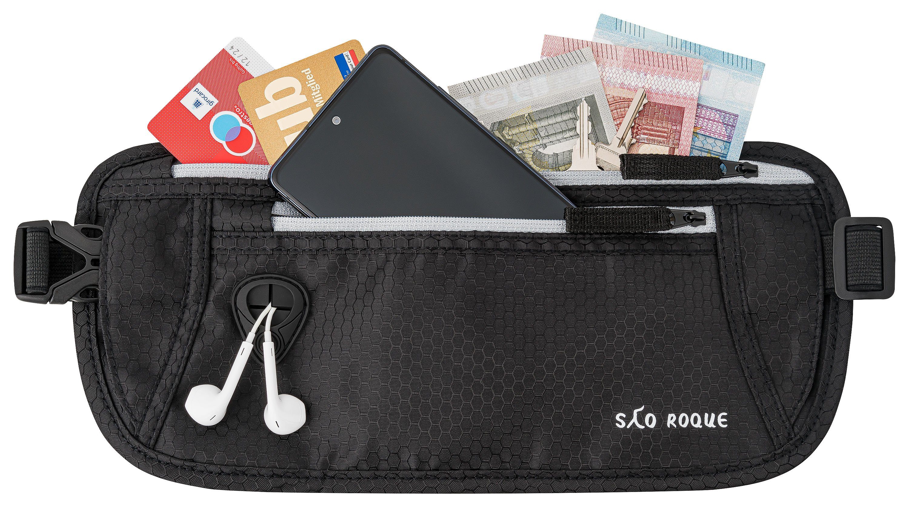 SAO ROQUE Bauchtasche Damen Herren Bauchtasche, RFID Blocker Gürteltasche, flach, Vegan, ultraflach, schweiß- und wasserfest, ultraleicht