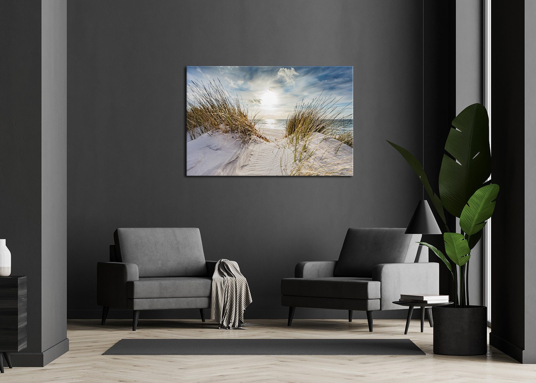 Bönninghoff Leinwandbild Wandbild STRAND DÜNE 78x118 cm – Leinwandbild Keilrahmen Deko modern, Bilder vom Sonnenuntergang & -aufgang, Landschaft, Landschaften,  – Bild 2 von 5