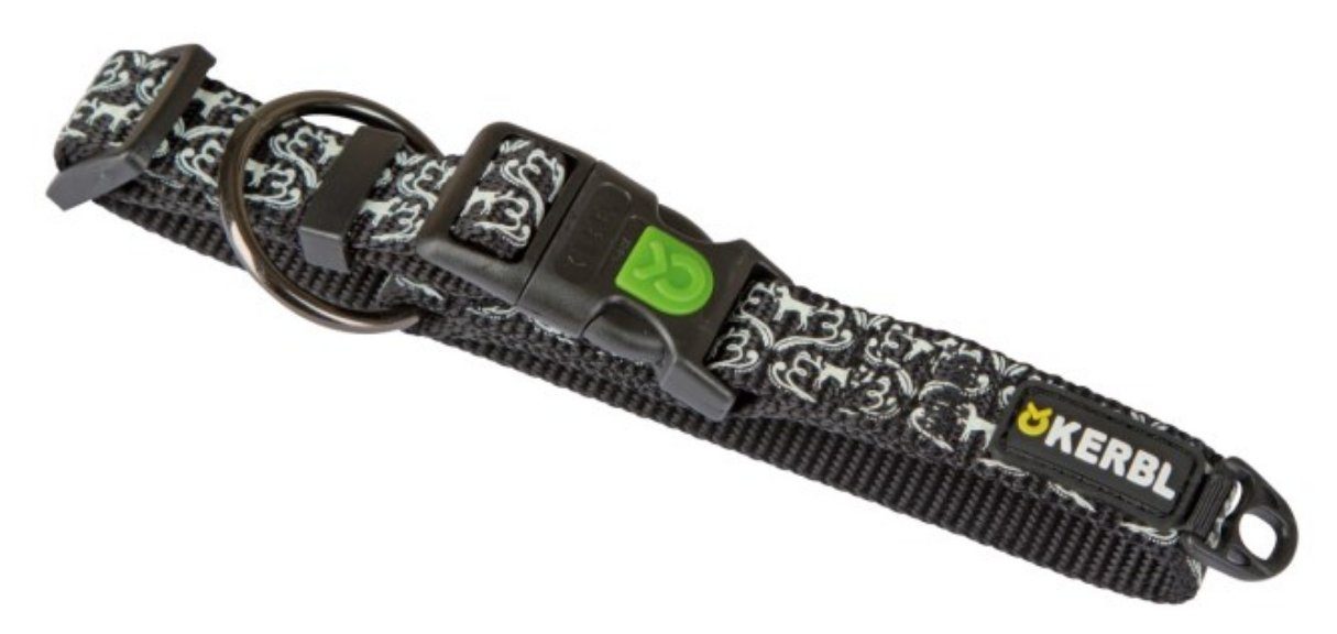 Kerbl Hunde-Halsband Halsband Shiny Night 40 cm - 55 cm schwarz / weiß 81049