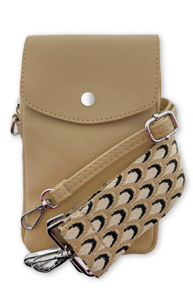 Lot83 Handtasche Handytasche - ELIN - beige, grau, schwarz, silber