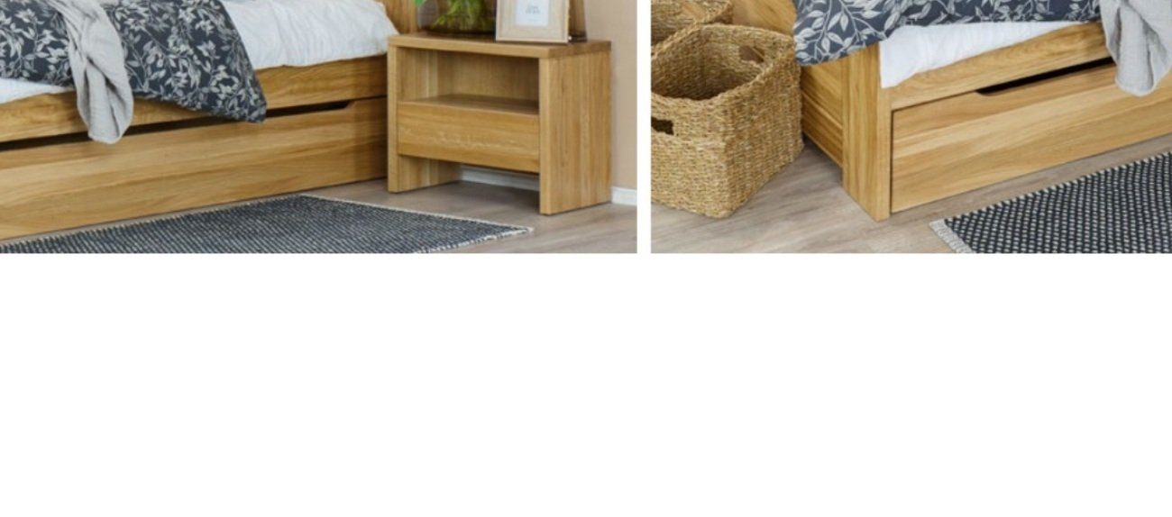 Möbel 2x Echtes Betten Massivholz Nachttische Set Bett 3tlg. Holz Schlafzimmer JVmoebel Schlafzimmer-Set,