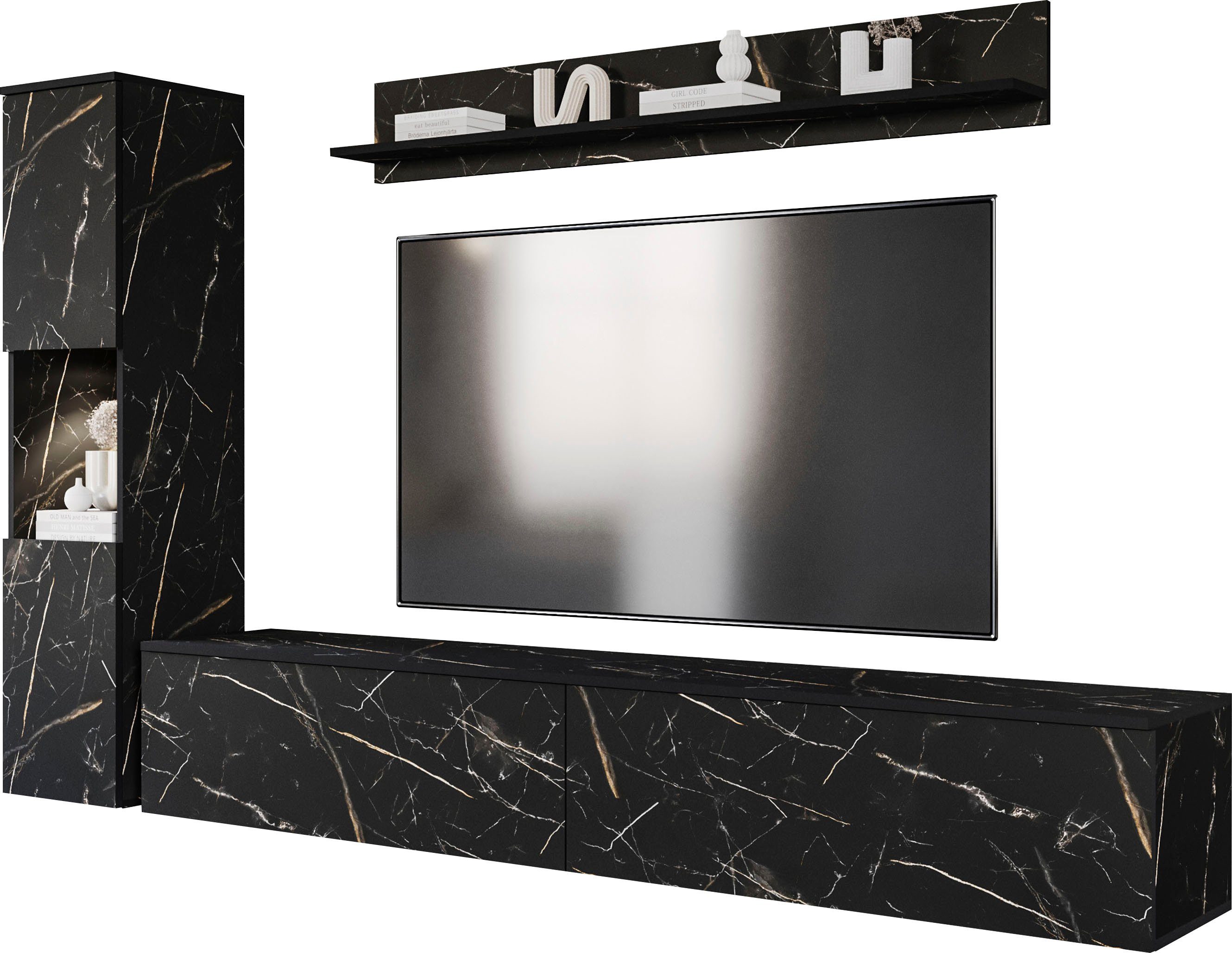 INOSIGN Wohnwand PARIS, Vitrine Türanschlag links/rechts wechselbar, (Kompl günstig online kaufen