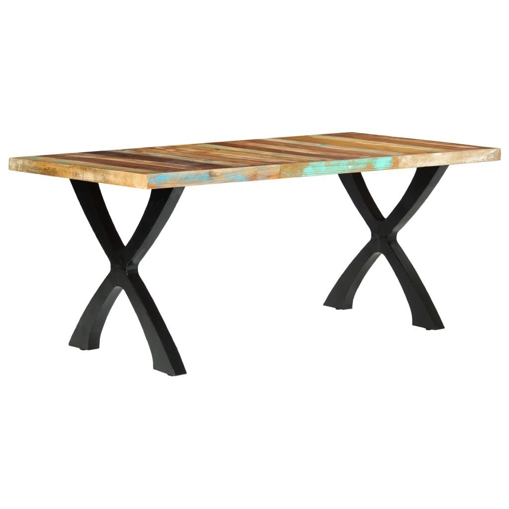 möbelando Esstisch Hummeltal (L/B/H: 180x90x76 Beine Mehrfarbige aus cm), + schwarze Tischplatte Echtholz in