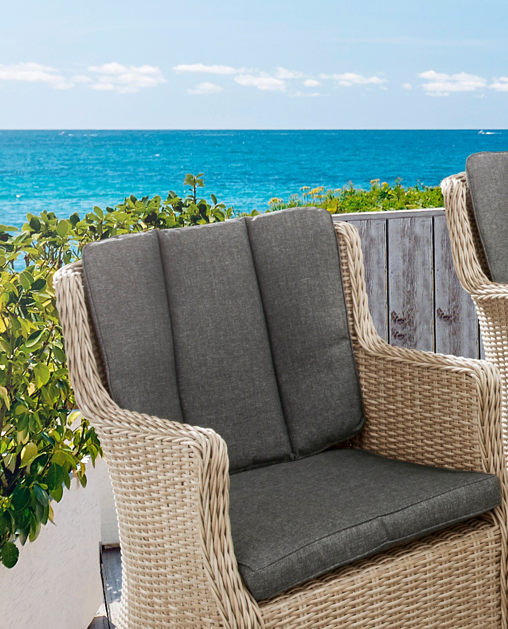 Destiny Garten-Essgruppe LUNA, (13-tlg., 4x Sessel, 1x Tisch, inkl. Auflagen), Aluminium, Polyrattan