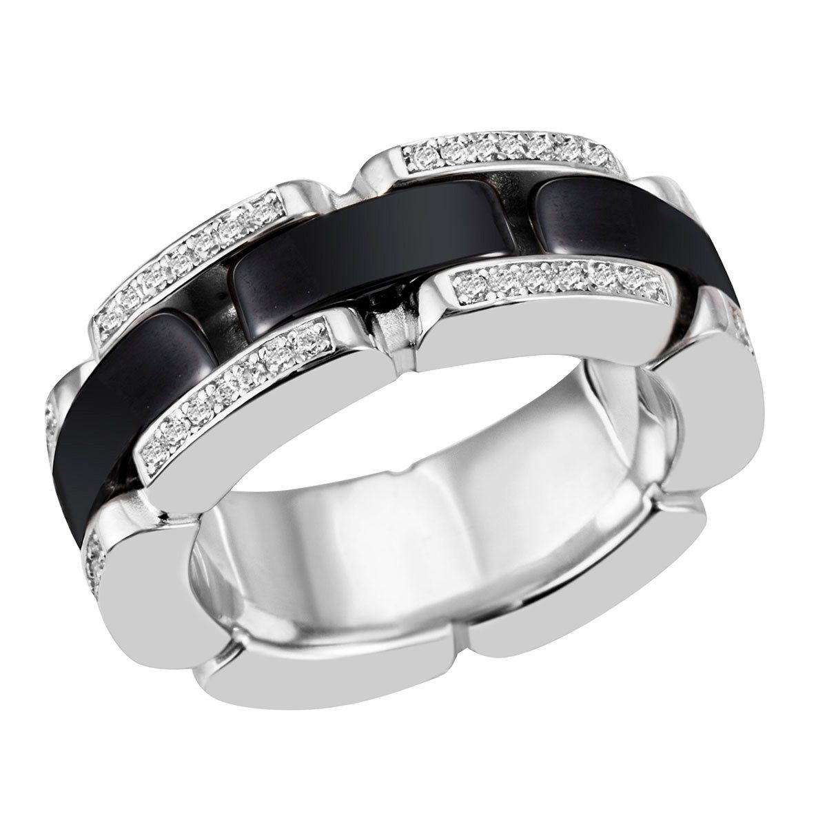Reflexion Diamonds Silberring mit Zirkonia & Schwarzer-Keramik, Raffinierte günstig online kaufen