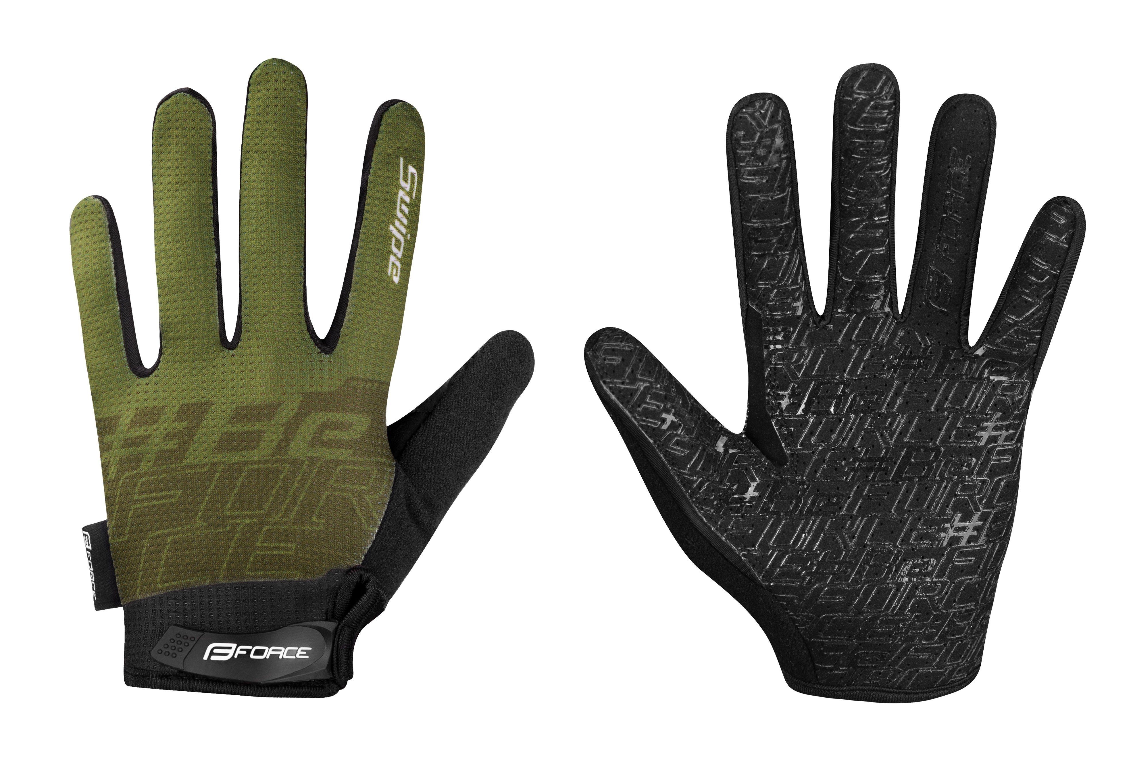 FORCE Fahrradhandschuhe Handschuhe FORCE MTB SWIPE oliv-schwarz +15 °C und darüber