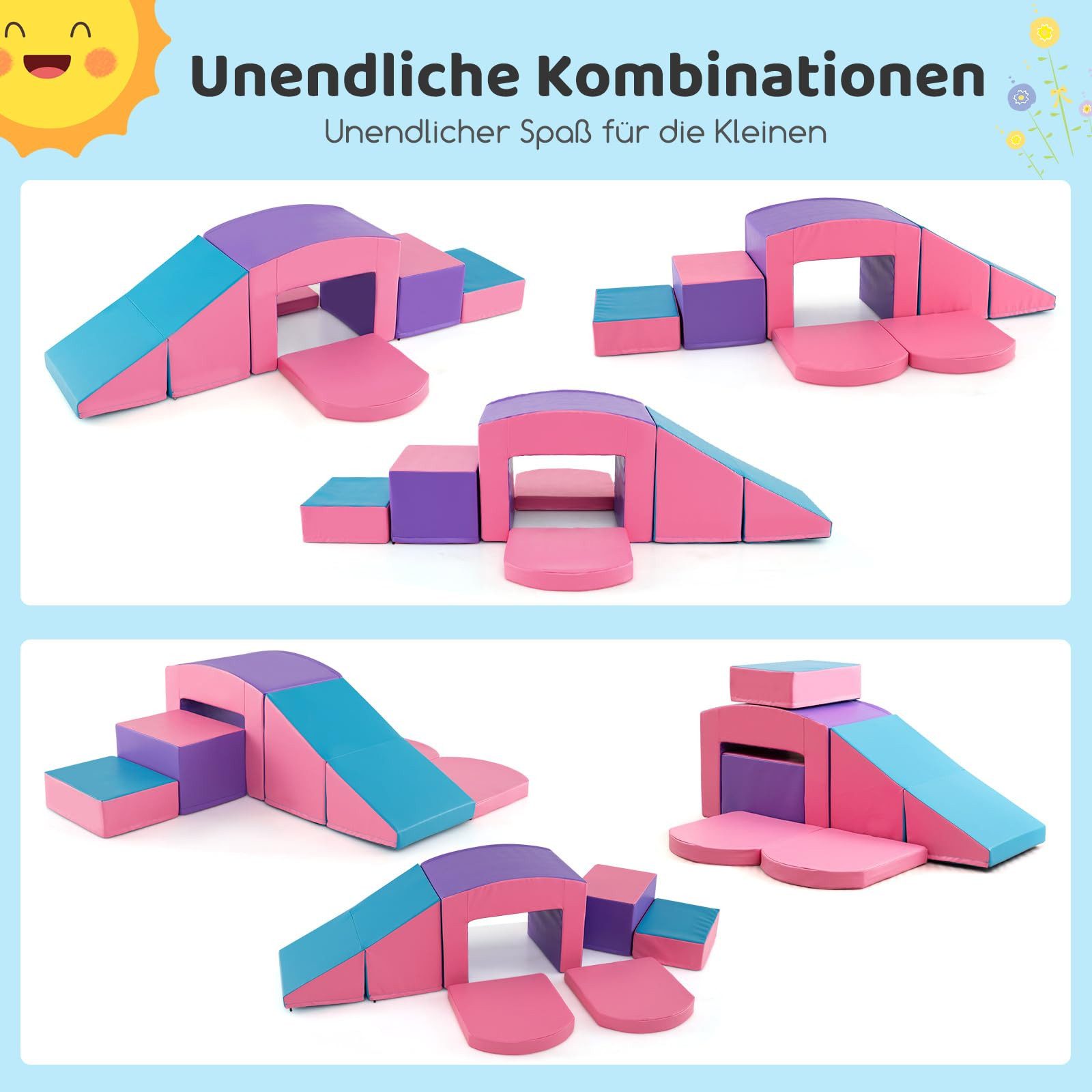 COSTWAY Spielbausteine, (6 St), Schaumstoffbausteine für Kinder ab 1 Jahr