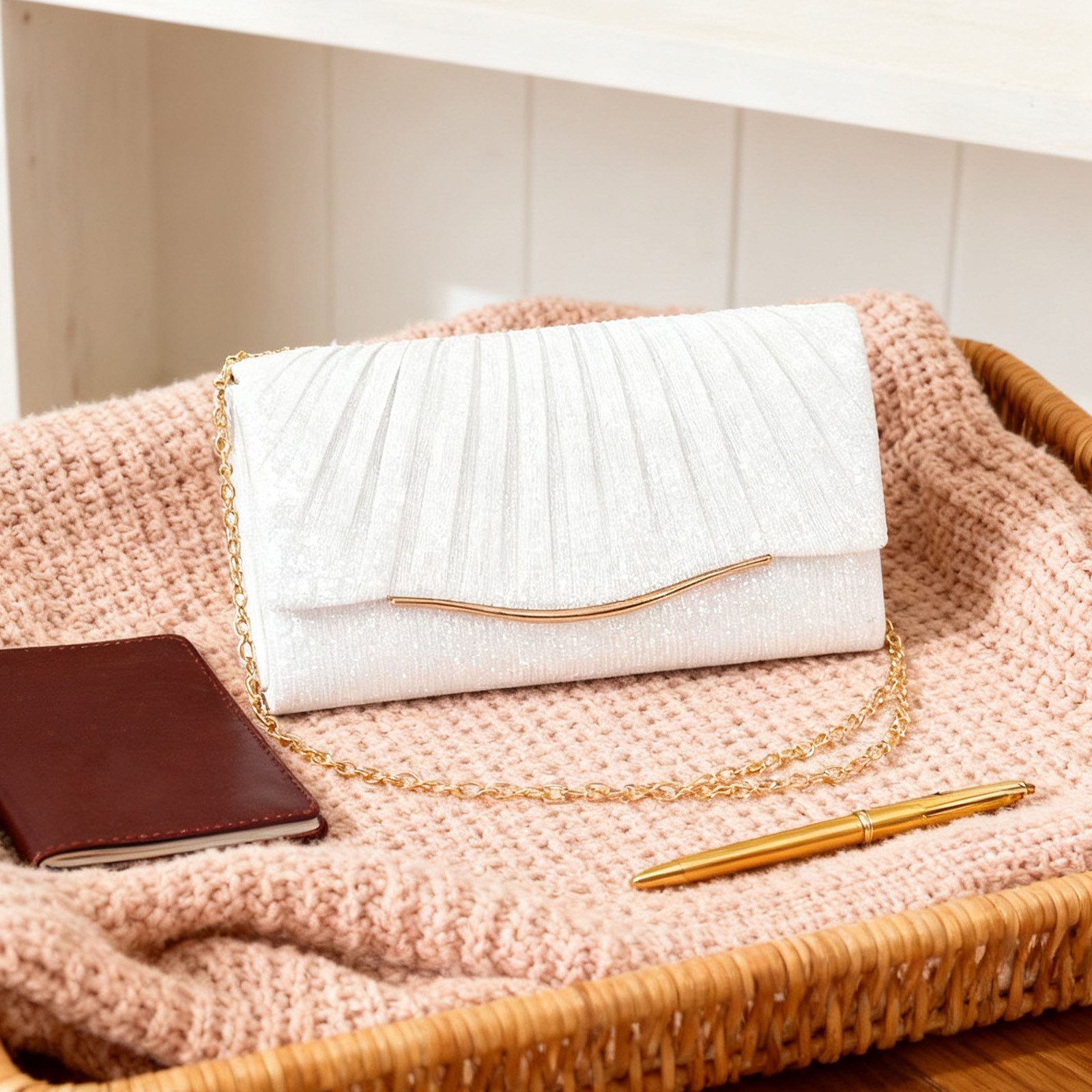 OKWISH Abendtasche Funkelnde Handtasche Pailletten Abendtasche Kosmetik-Etui Crossbody (mit Abnehmbare 120-cm-Kette und Magnetverschluss, 1-tlg., vielseitige Trageweise für Hand- Schulter- oder Crossbody-Trageweise), Ideal für Hochzeiten Partys Bankette und festliche Events