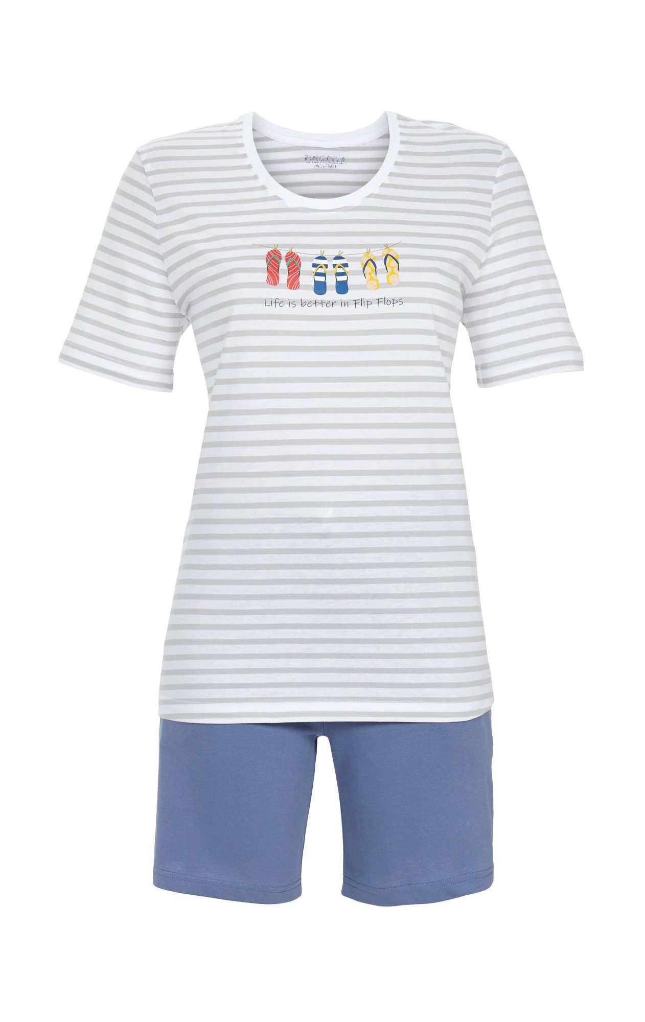 Ringella Shorty mit geringeltem Oberteil und Motivdruck (2 tlg) 100% Baumwolle