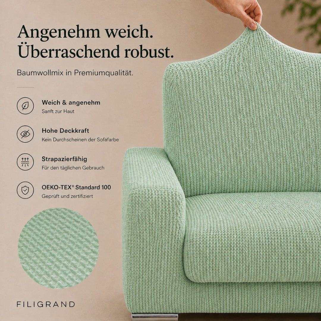 Belmarti Ecksofahusse 1-teiliger elastischer Ecksofabezug, made in Spain, elastisches Material, hochwertiger und langlebiger Baumwollmix