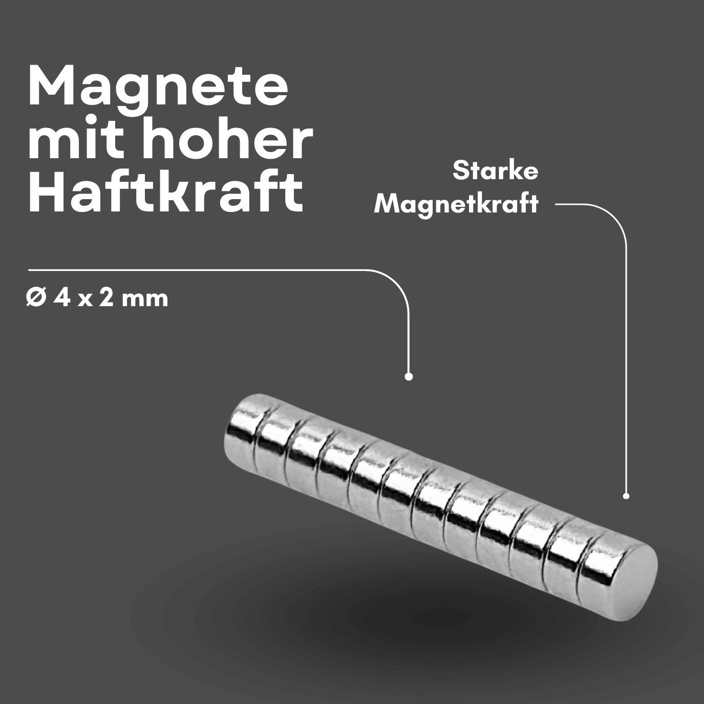 MaajeeKuto Magnet Neodym Magnet 4x2 mm N42 Scheibenmagnet 350g Mini Stark (10-St)