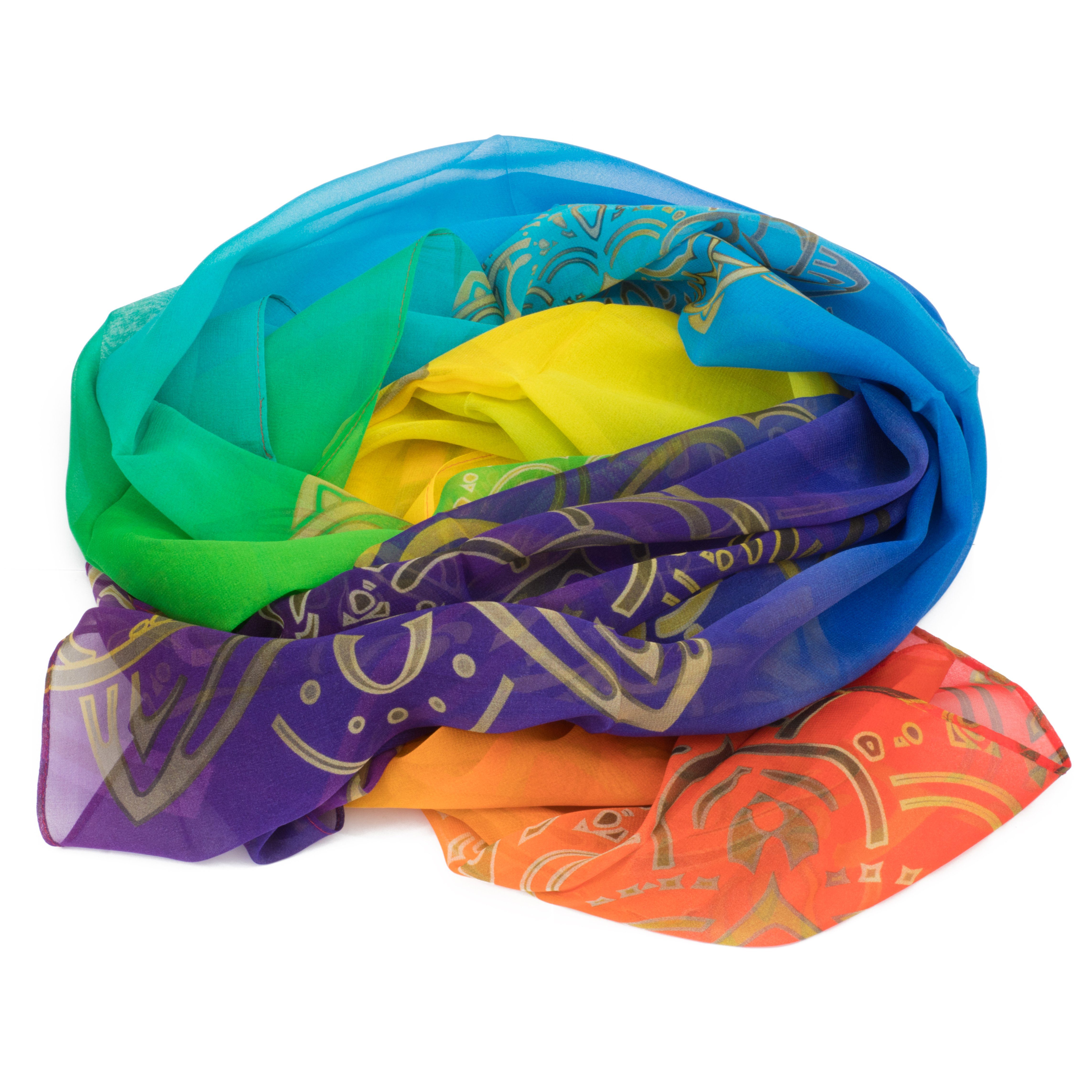 Seidenschal Mandala Schal Regenbogen 100 % Seide
