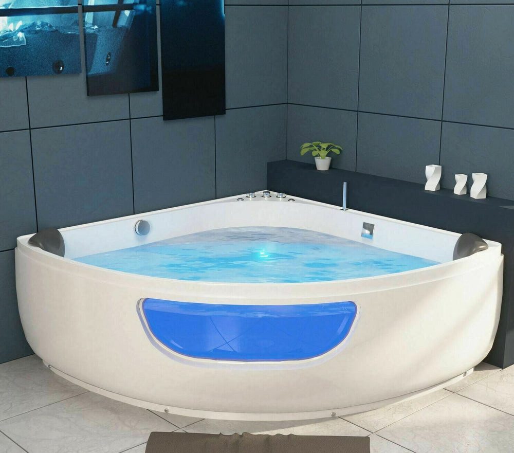 Thumbnail - DEKO VERTRIEB BAYERN Whirlpool-Badewanne Luxus LED Whirlpool Badewanne SET 135x135 +Hydrojets Eckwhirlpool V2