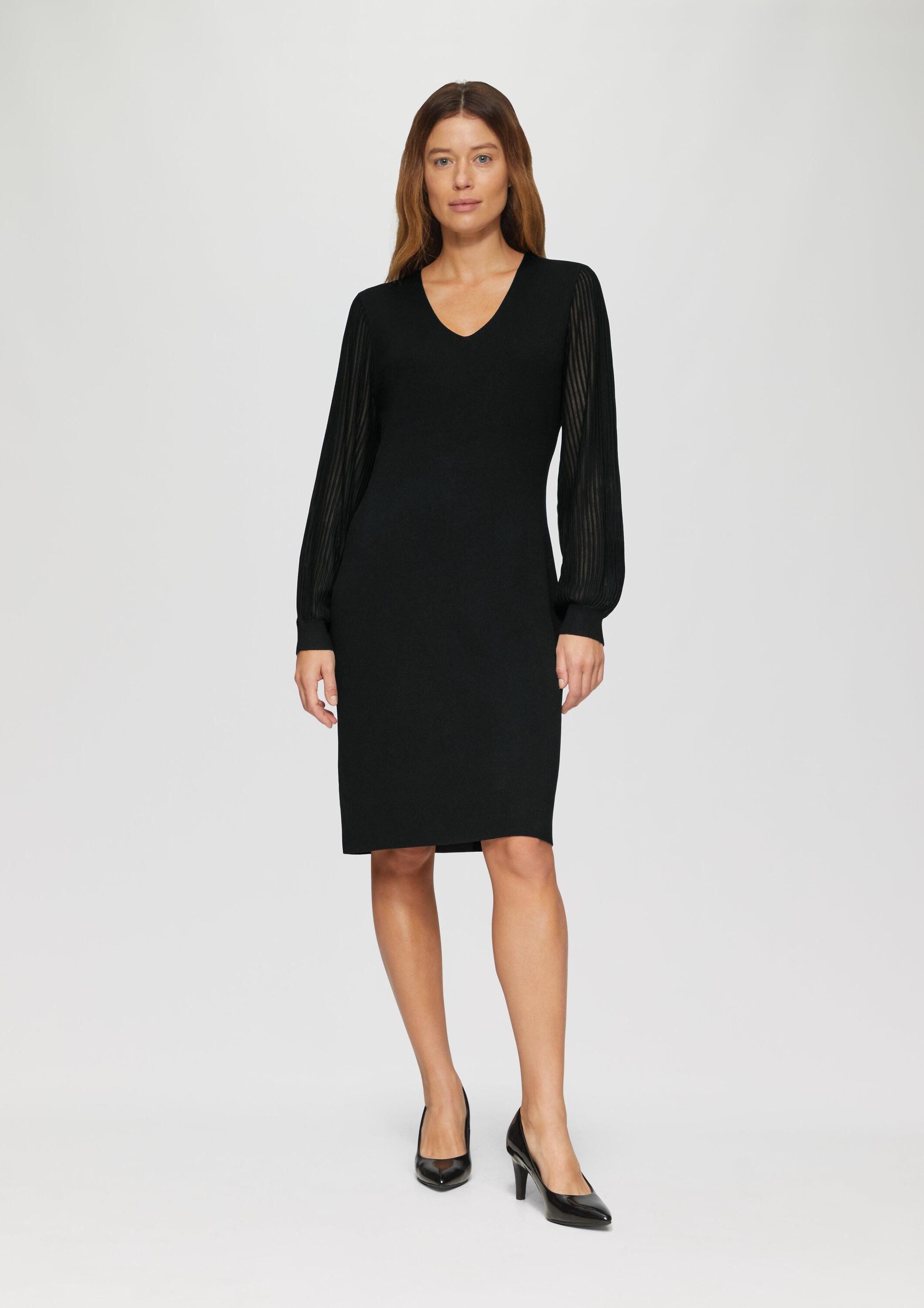 s.Oliver Minikleid Kleid Feinstrick-Kleid mit semitransparenten Ärmeln günstig online kaufen